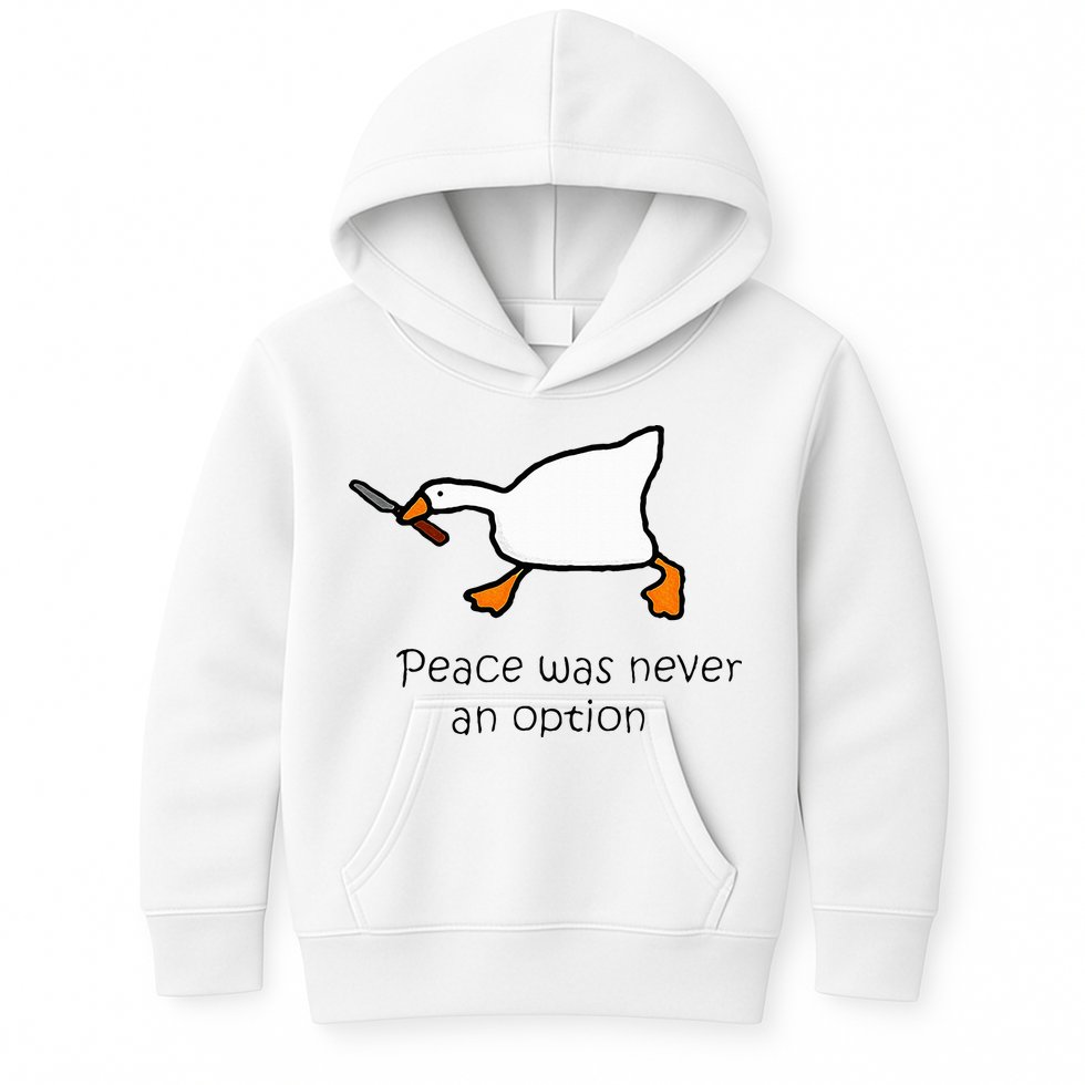 Murder Duck Peace Was Never An Option Duck With Knife Kids Hoodie