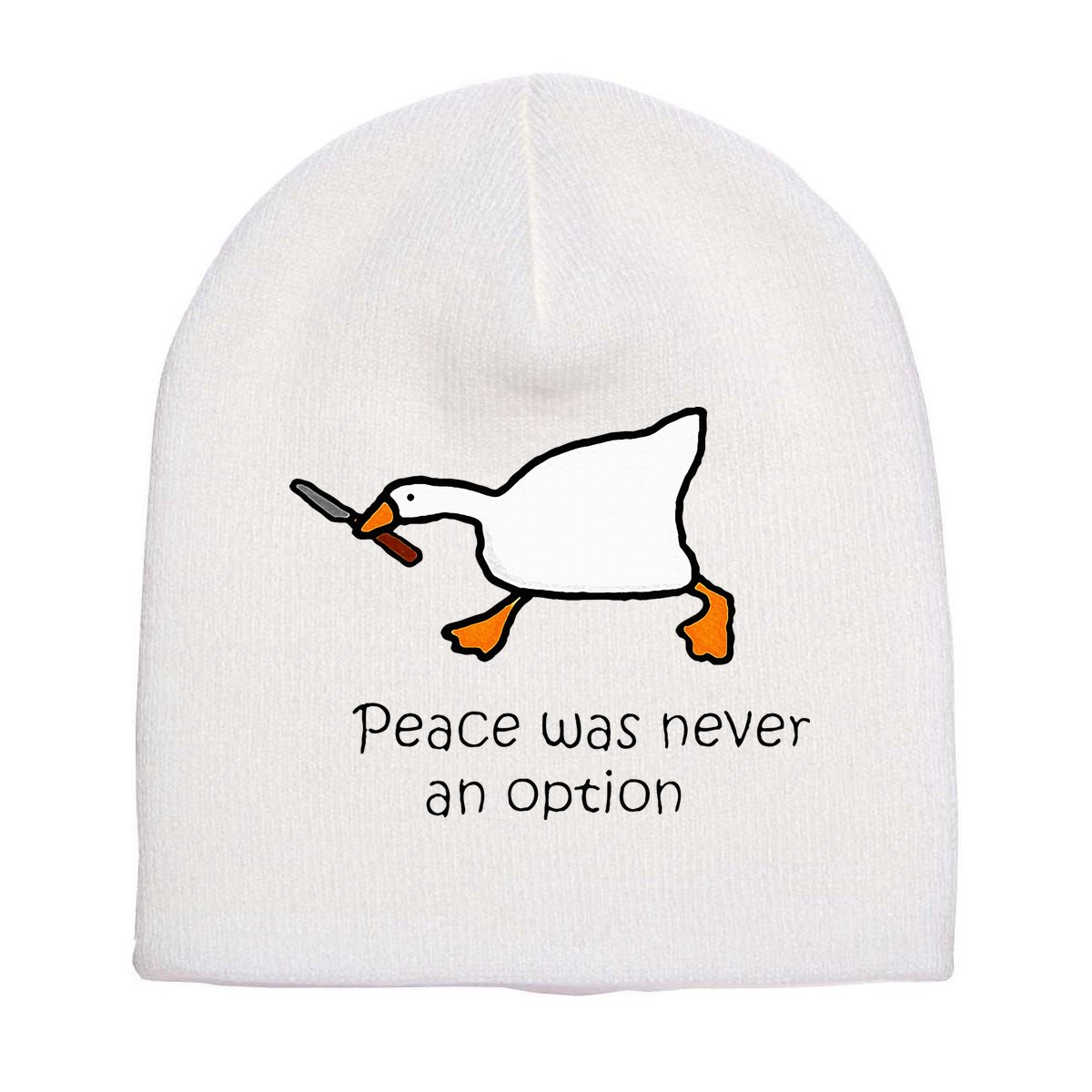 Murder Duck Peace Was Never An Option Duck With Knife Short Acrylic Beanie
