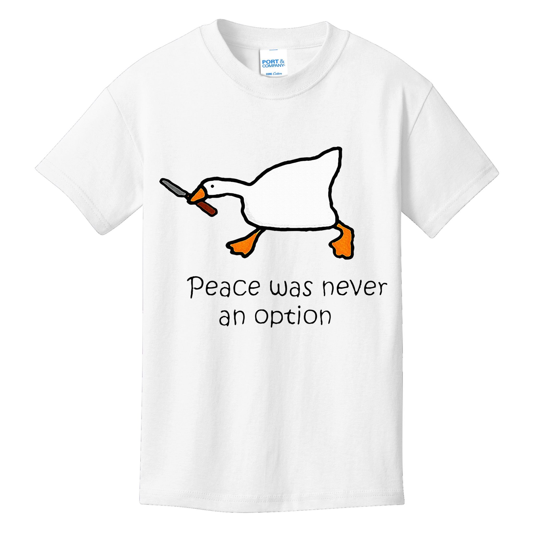 Murder Duck Peace Was Never An Option Duck With Knife Kids T-Shirt
