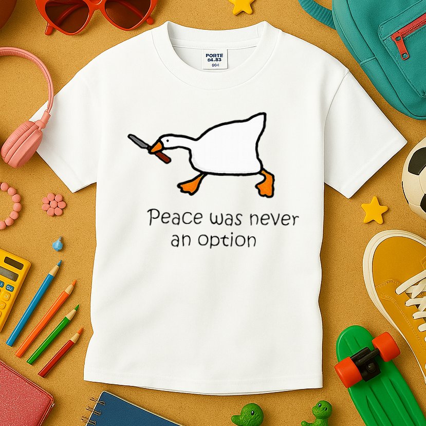Murder Duck Peace Was Never An Option Duck With Knife Kids T-Shirt