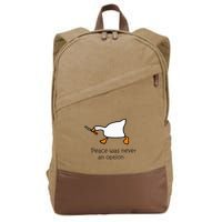 Murder Duck Peace Was Never An Option Duck With Knife Cotton Canvas Backpack