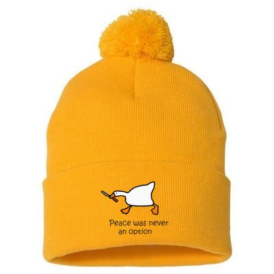 Murder Duck Peace Was Never An Option Duck With Knife Pom Pom 12in Knit Beanie