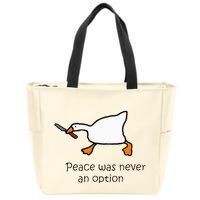 Murder Duck Peace Was Never An Option Duck With Knife Zip Tote Bag