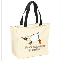 Murder Duck Peace Was Never An Option Duck With Knife Zip Tote Bag