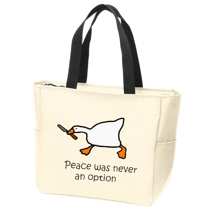 Murder Duck Peace Was Never An Option Duck With Knife Zip Tote Bag