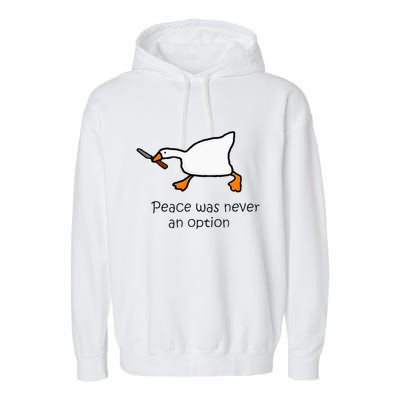 Murder Duck Peace Was Never An Option Duck With Knife Garment-Dyed Fleece Hoodie