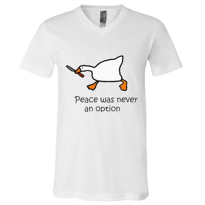 Murder Duck Peace Was Never An Option Duck With Knife V-Neck T-Shirt