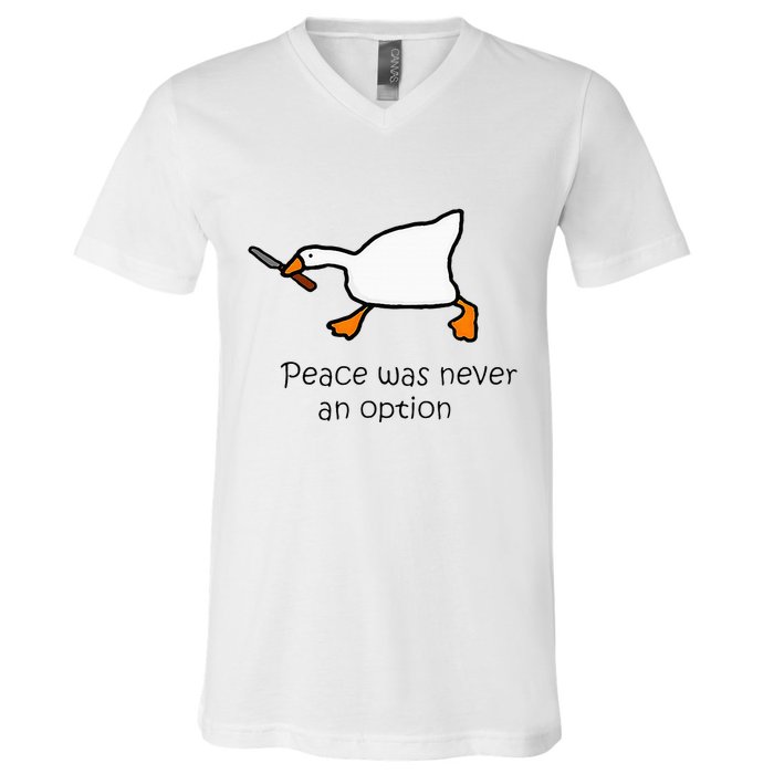 Murder Duck Peace Was Never An Option Duck With Knife V-Neck T-Shirt