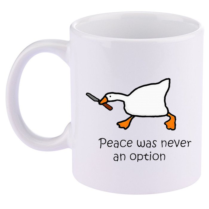 Murder Duck Peace Was Never An Option Duck With Knife 11oz C Handle Ceramic Mug