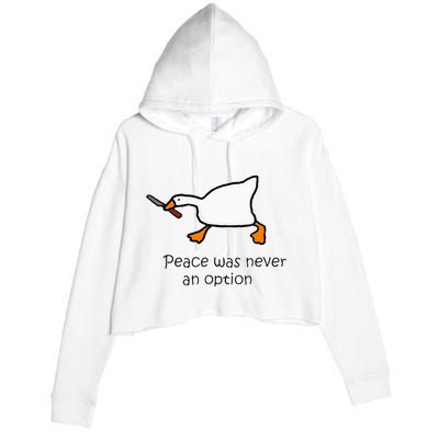 Murder Duck Peace Was Never An Option Duck With Knife Crop Fleece Hoodie