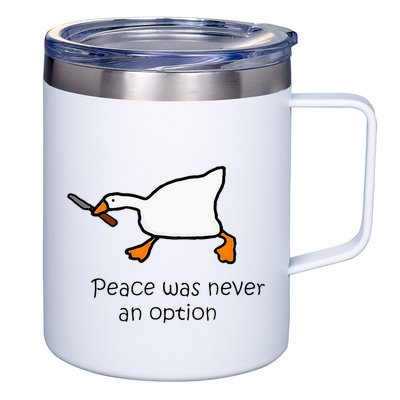 Murder Duck Peace Was Never An Option Duck With Knife 12oz Stainless Steel Coffee Mug