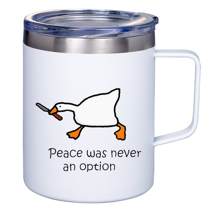 Murder Duck Peace Was Never An Option Duck With Knife 12oz Stainless Steel Coffee Mug