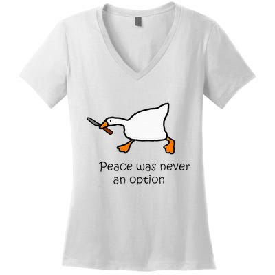 Murder Duck Peace Was Never An Option Duck With Knife Women's V-Neck T-Shirt