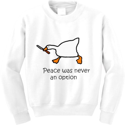 Murder Duck Peace Was Never An Option Duck With Knife Kids Sweatshirt