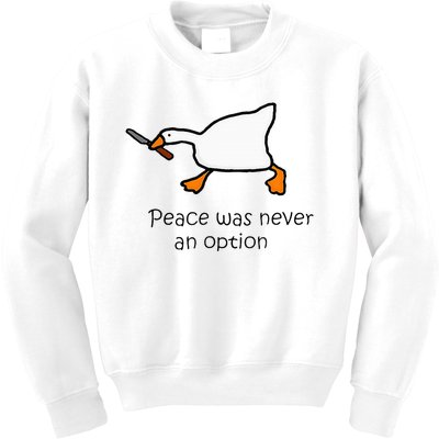 Murder Duck Peace Was Never An Option Duck With Knife Kids Sweatshirt