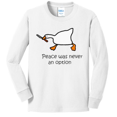 Murder Duck Peace Was Never An Option Duck With Knife Kids Long Sleeve Shirt