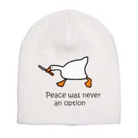 Murder Duck Peace Was Never An Option Duck With Knife Short Acrylic Beanie