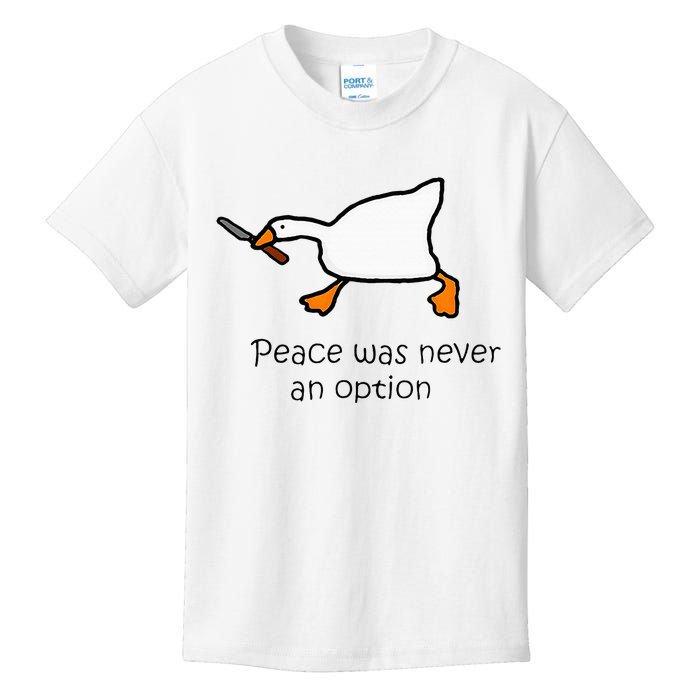 Murder Duck Peace Was Never An Option Duck With Knife Kids T-Shirt