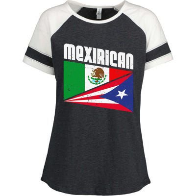 Mexirican Design, Puerto Rican Flag Gift, Cinco De Mayo Enza Ladies Jersey Colorblock Tee