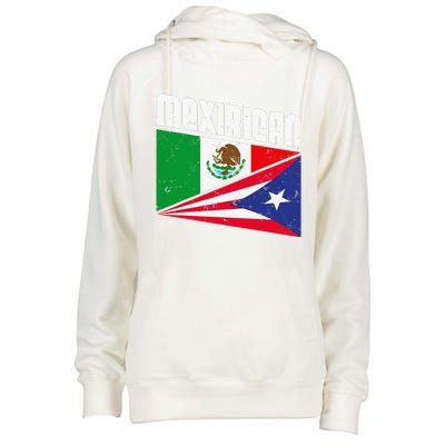 Mexirican Design, Puerto Rican Flag Gift, Cinco De Mayo Womens Funnel Neck Pullover Hood