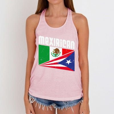 Mexirican Design, Puerto Rican Flag Gift, Cinco De Mayo Women's Knotted Racerback Tank