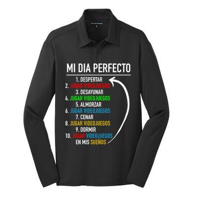 Mi Dia Perfecto Videojuegos My Perfect Day Video Games Gift Silk Touch Performance Long Sleeve Polo