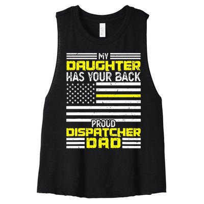 My Daughter Proud Dispatcher Dad Dispatcher Women's Racerback Cropped Tank