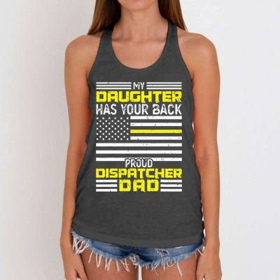 My Daughter Proud Dispatcher Dad Dispatcher Women's Knotted Racerback Tank