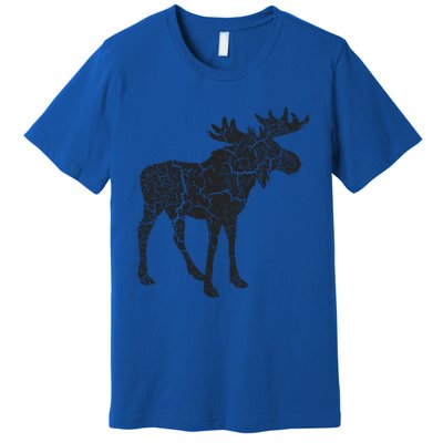 Moose Distressed Print Gift Vintage Moose Gift Premium T-Shirt