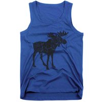 Moose Distressed Print Gift Vintage Moose Gift Tank Top