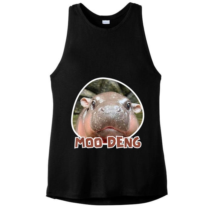 Moo Deng Pygmy Hippopotamus Funny Meme Ladies PosiCharge Tri-Blend Wicking Tank