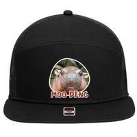 Moo Deng Pygmy Hippopotamus Funny Meme 7 Panel Mesh Trucker Snapback Hat