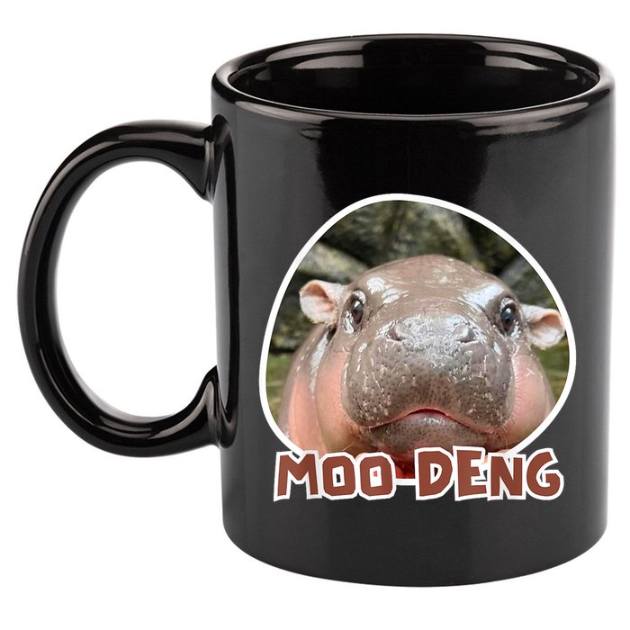 Moo Deng Pygmy Hippopotamus Funny Meme 11oz C Handle Ceramic Mug