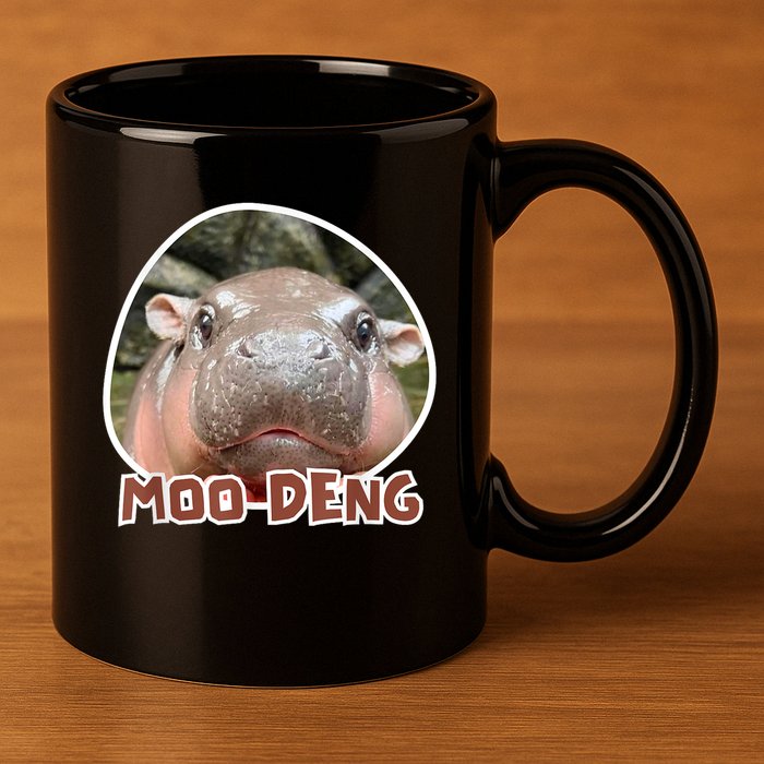 Moo Deng Pygmy Hippopotamus Funny Meme 11oz C Handle Ceramic Mug