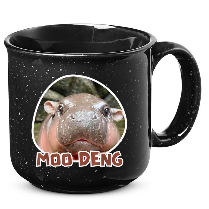 Moo Deng Pygmy Hippopotamus Funny Meme 15oz Campfire Ceramic Mug