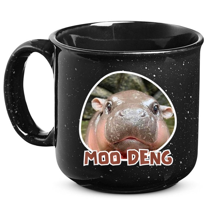 Moo Deng Pygmy Hippopotamus Funny Meme 15oz Campfire Ceramic Mug