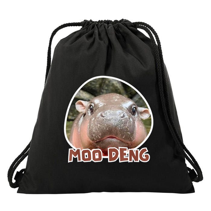 Moo Deng Pygmy Hippopotamus Funny Meme Drawstring Bag