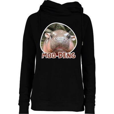 Moo Deng Pygmy Hippopotamus Funny Meme Womens Funnel Neck Pullover Hood