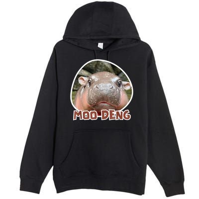 Moo Deng Pygmy Hippopotamus Funny Meme Premium Pullover Hoodie