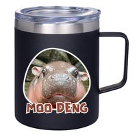 Moo Deng Pygmy Hippopotamus Funny Meme 12oz Stainless Steel Coffee Mug