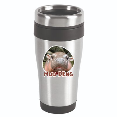 Moo Deng Pygmy Hippopotamus Funny Meme 16oz Travel Tumbler