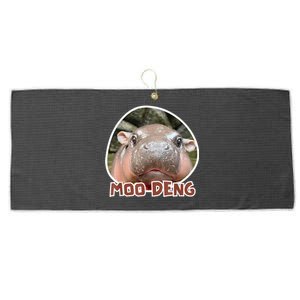 Moo Deng Pygmy Hippopotamus Funny Meme Large Microfiber Waffle Golf Towel