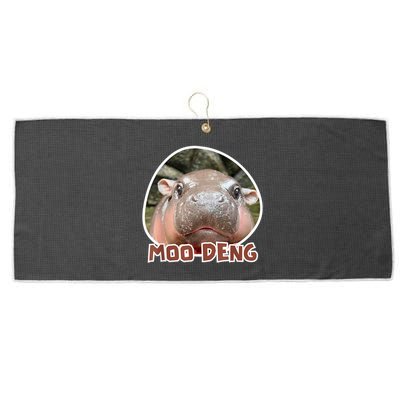 Moo Deng Pygmy Hippopotamus Funny Meme Large Microfiber Waffle Golf Towel