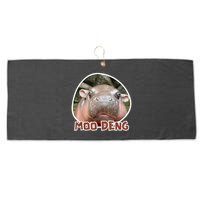 Moo Deng Pygmy Hippopotamus Funny Meme Large Microfiber Waffle Golf Towel