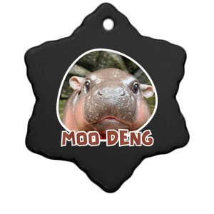 Moo Deng Pygmy Hippopotamus Funny Meme Ceramic Star Ornament