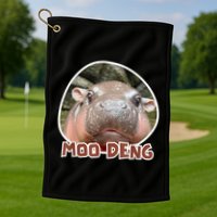 Moo Deng Pygmy Hippopotamus Funny Meme Golf Towel