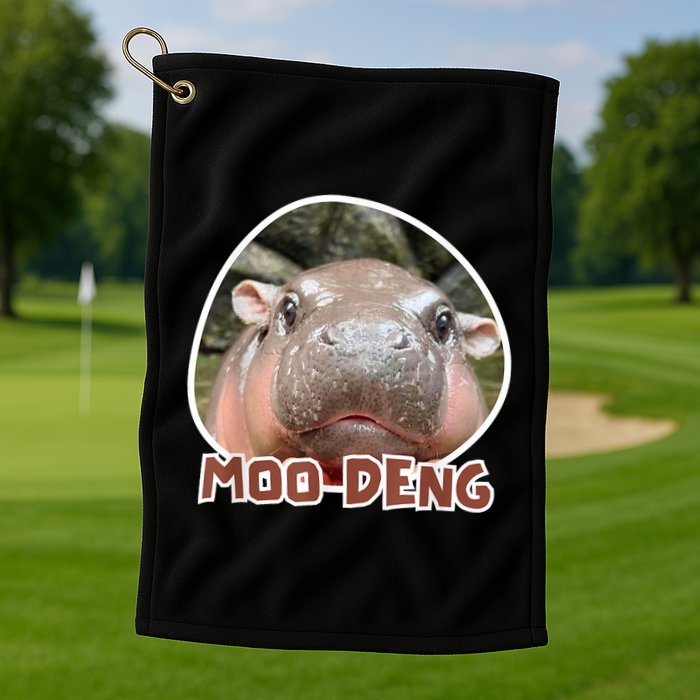 Moo Deng Pygmy Hippopotamus Funny Meme Golf Towel