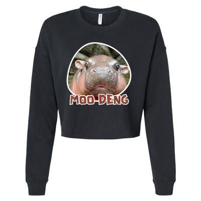 Moo Deng Pygmy Hippopotamus Funny Meme Cropped Pullover Crew