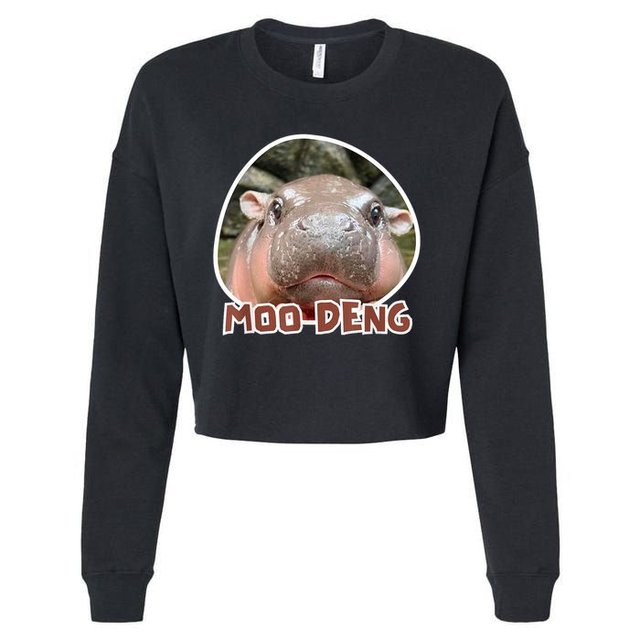 Moo Deng Pygmy Hippopotamus Funny Meme Cropped Pullover Crew