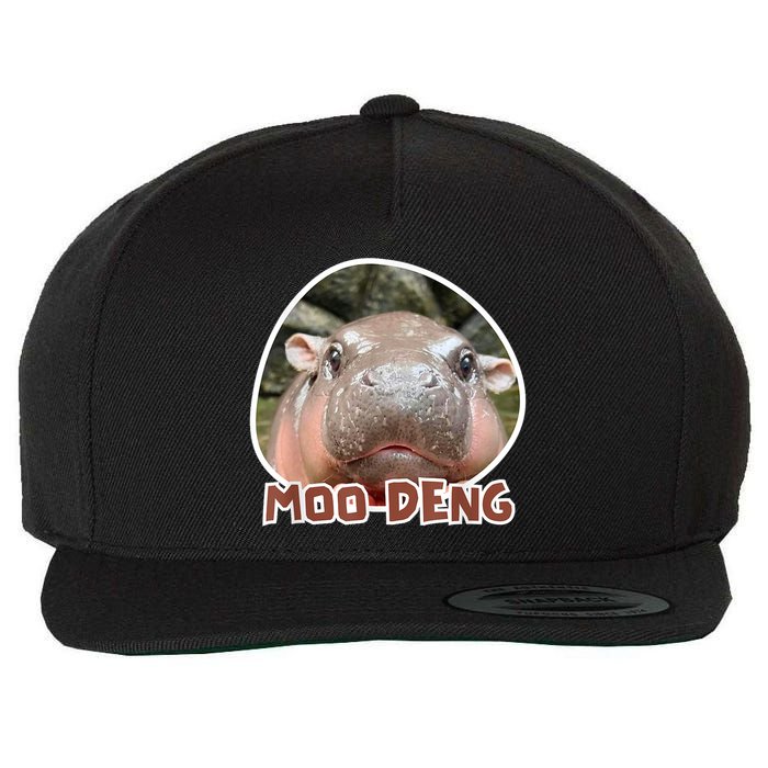 Moo Deng Pygmy Hippopotamus Funny Meme Wool Snapback Cap